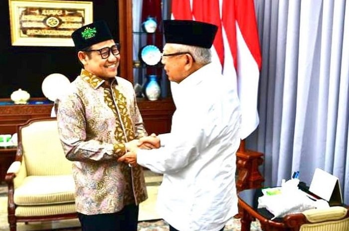 Ketua Umum Partai Kebangkitan Bangsa (PKB), Muhaimin Iskandar Bersama Wakil Presiden, Ma'ruf Amin. (Instagram.com/@cakiminow) 
