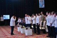 Presiden RI Prabowo Subianto menghadiri Musyawarah Nasional (Munas) konsolidasi persatuan Kamar Dagang dan Industri (Kadin) Indonesia. (Facebook.com @Setkab RI)