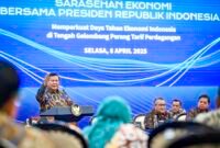 Presiden RI Prabowo Subianto dalam acara  'Sarasehan Ekonomi Bersama Presiden RI, Jakarta. (Dok. Setkab.go.id)