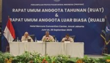 Foto : Suasana sidang pleno RUAT–RUALB PROPAMI 2025 di Jakarta, Jumat (26/9), yang dihadiri pengurus, anggota, serta perwakilan OJK, BEI, KSEI, dan KPEI. (Doc.Ist)