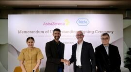 Left to right: Eldana Sauran, Arun Krishna, Lance Little and Christopher Chiam (Source: AstraZeneca)