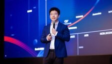Arthur Wang, Vice President of Huawei's Data Communication Product Line, delivering a speech