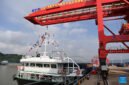 A cargo vessel prepares to depart for Yangpu Port in south China's Hainan Province along the Pinglu Canal at an operation area in Nanning Port, south China's Guangxi Zhuang Autonomous Region, Sept. 16, 2026. China opened a major new canal on Wednesday, giving its landlocked southwest a shortcut to the coast and overseas markets, particularly those in the Association of Southeast Asian Nations (ASEAN), the country's largest trading partner. Built at a cost of 72.7 billion yuan (about 10.75 billion U.S. dollars), the 134.2-kilometer Pinglu Canal runs from Nanning, capital of south China's Guangxi Zhuang Autonomous Region, to the Beibu Gulf, the closest maritime outlet for much of southwest China. (Xinhua/Cao Yiming)