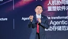Leon Wang, President of Huawei's Data Communication Product Line, delivering a speech