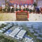 From top: A groundbreaking ceremony for the Rianlon Malaysia R&D and Manufacturing Base in January. A rendering of Rianlon's R&D and manufacturing base in Malaysia. PHOTOS PROVIDED TO CHINA DAILY